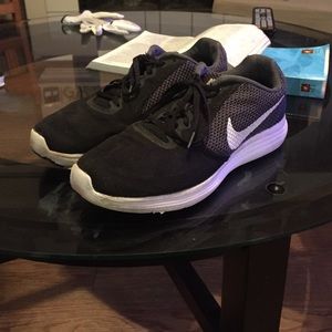 Black and White Nike Running Shoes