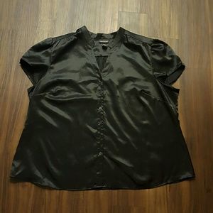 💖Sale!💖Lane Bryant Black Shiny Silk-Like Blouse