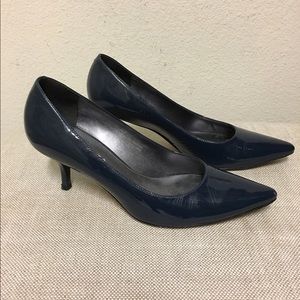 Via Spiga Blue Patent Pumps