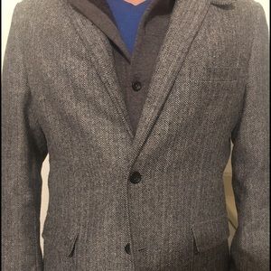 Gray Sports Jacket with Attached Hoodie