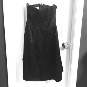 Davids Bridal Cotton Sateen Strapless Ruched Dress