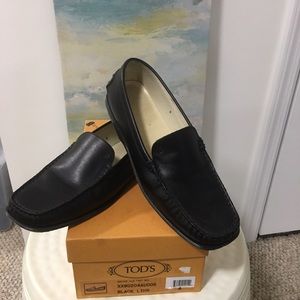 Black Leather Tod's Loafer