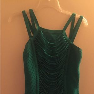 bebe Double Strap Teal Bandage Dress