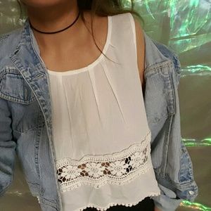 White sheer crop top