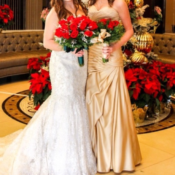 Gold bridesmaid dress! Size 2!! Lace up back