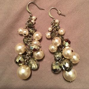Pearl and silver bead earrings!!