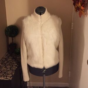 Adorable zip up sweater jacket with fur
