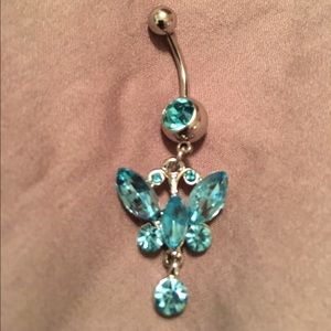 Blue butterfly belly ring!!