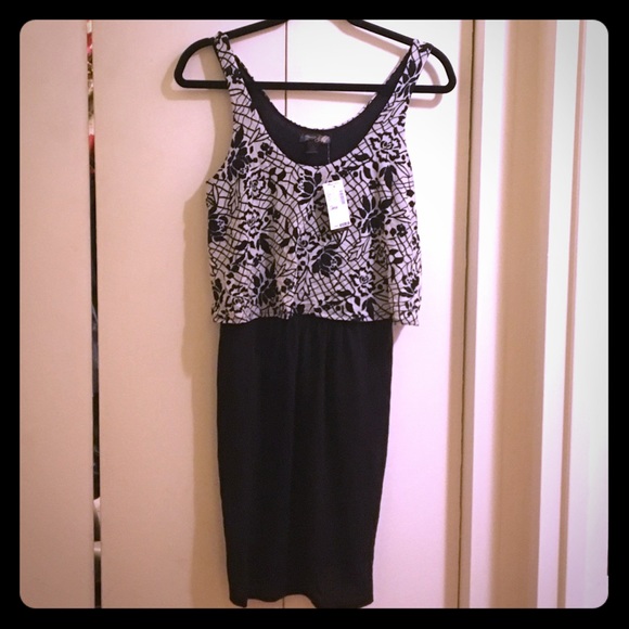 Two tier black and floral tunic