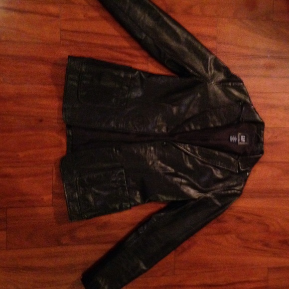 Black leather jacket like new.