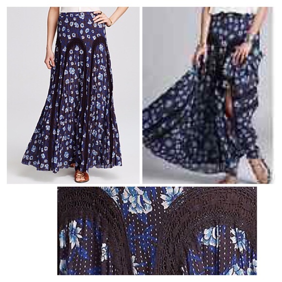 Free People Printed Zoe Maxi Skirt Misty Combo B44 - Picture 4 of 4