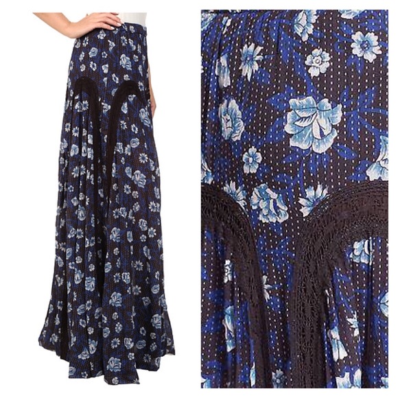 Free People Printed Zoe Maxi Skirt Misty Combo B44 - Picture 3 of 4