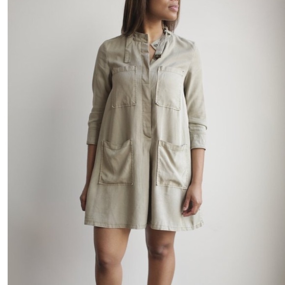 Khaki Military Swing Dress