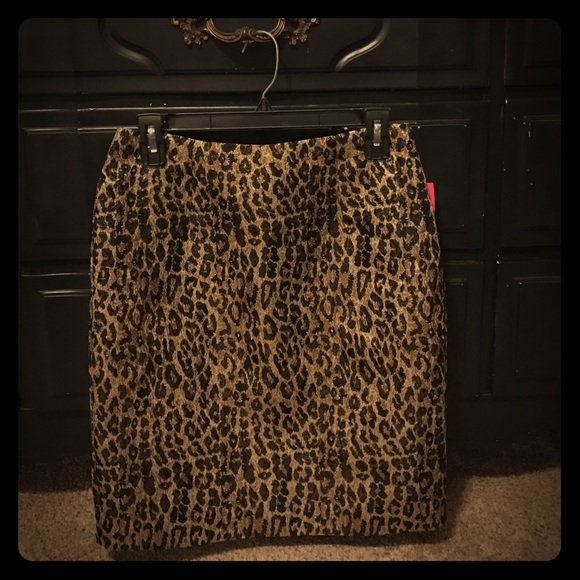 Sunny Leigh Brocade Leopard Print Pencil Skirt
