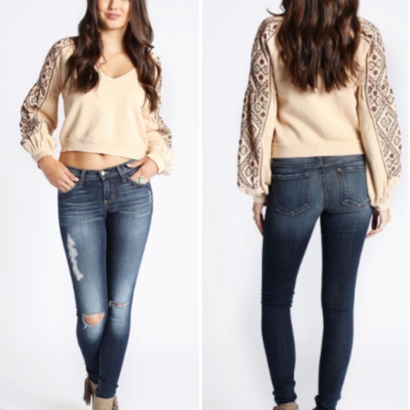 Free People Casual Cotton Cropped Pullover #134-12 - Picture 3 of 4