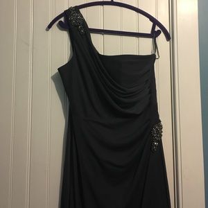 Grey Beaded Prom Dress