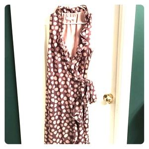 Ann Taylor Loft wrap dress polka dot w/ ruffles!