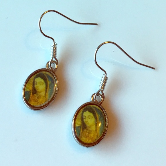 Hand Crafted Virgin Mary Earrings Silver