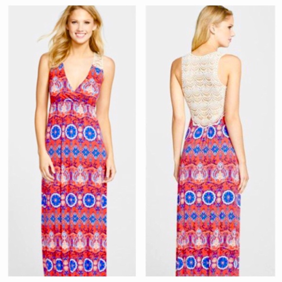Nordstrom Crochet Lace Back Maxi Dress