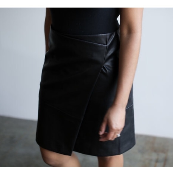 Vegan Leather Faux Wrap Shirt - Picture 2 of 3