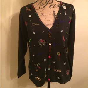 🎊🍷Vintage New Years beaded sweater NWT🎊🍷