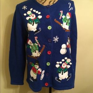 ⛄️Tiara International snowman holiday sweater🎄