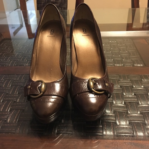 Brown leather heels