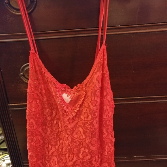 Red lace slip nightie heart lace