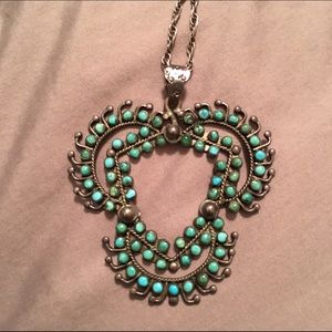 Antique Turquoise and sterling silver pendant!!