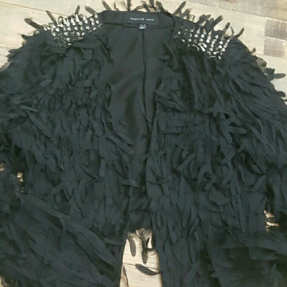 Trendy black jacket with fringe - Picture 1 of 3