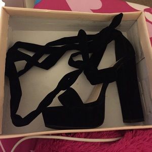 black suede heels