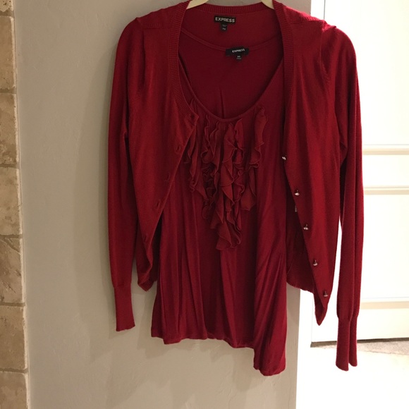 EXPRESS XS red tank and cardigan set