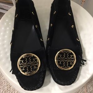 Black suede size 8 Tory Burch loafers
