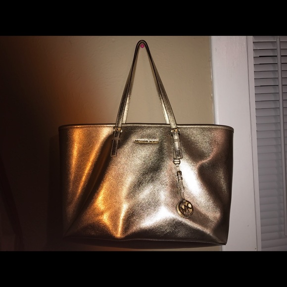 Michael Kors metallic gold tote