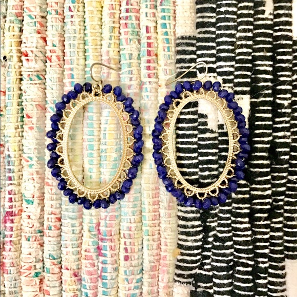 Free People Beaded dangling hoop earrings