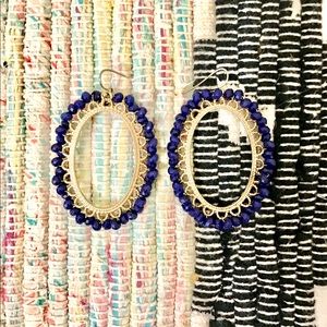 Free People Beaded dangling hoop earrings