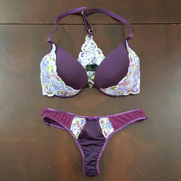 Coquette Purple Floral Bra & Panty Set
