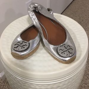 Silver espadrilles  Tory Burch size 8 flats