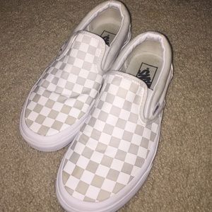 White on white checkered vans