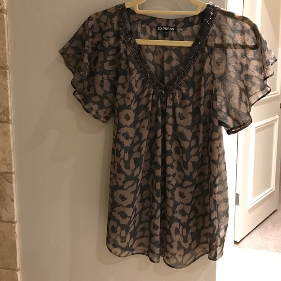 EXPRESS small leopard print sheer blouse
