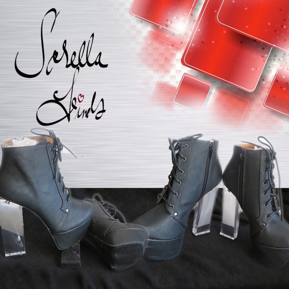 Black Lucite Heel Bootie