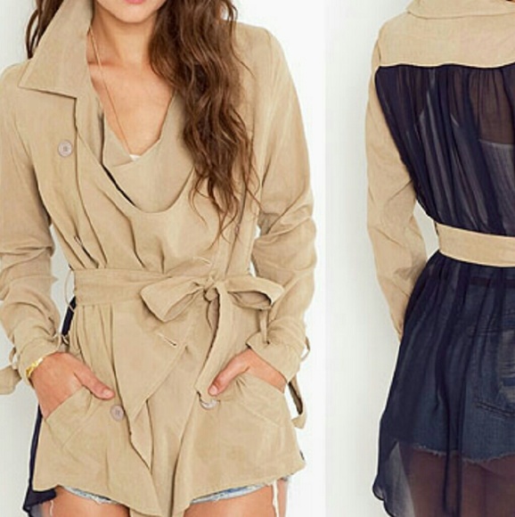 Nasty Gal chiffon back trench coat