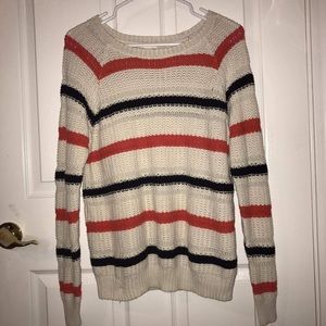 Cream striped knit sweater (can fit a large)