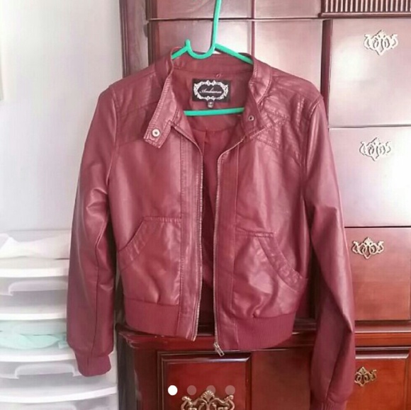 Burgundy leather jacket