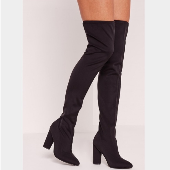 BNWT Black Neoprene Over the Knee Boots