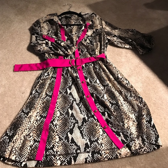 Snake print shirt dress