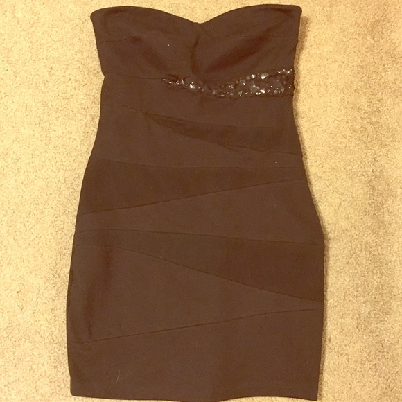 La Rok black strapless banded mini dress - Picture 1 of 4