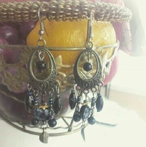 Boho Dangle Chandelier Feather Charm Earrings