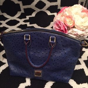 Dooney & Bourke: Blue Ostrich Leather Handbag