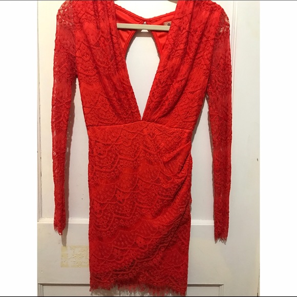 ‼️LuLu's Red Lace Cocktail open back Dress‼️